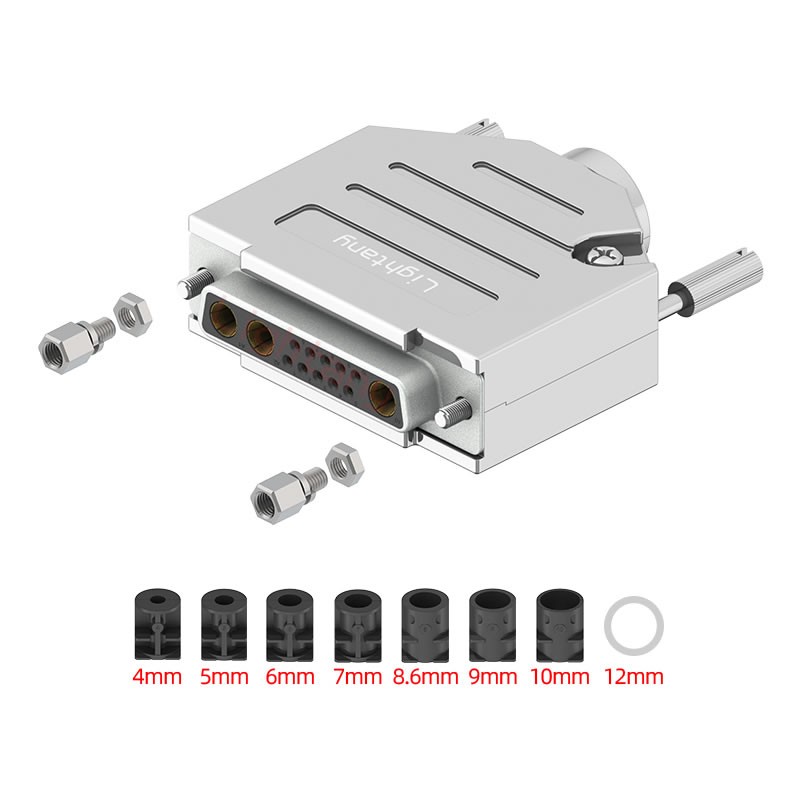 13W3母短體焊線40A+25P金屬外殼1657直出線4~12mm