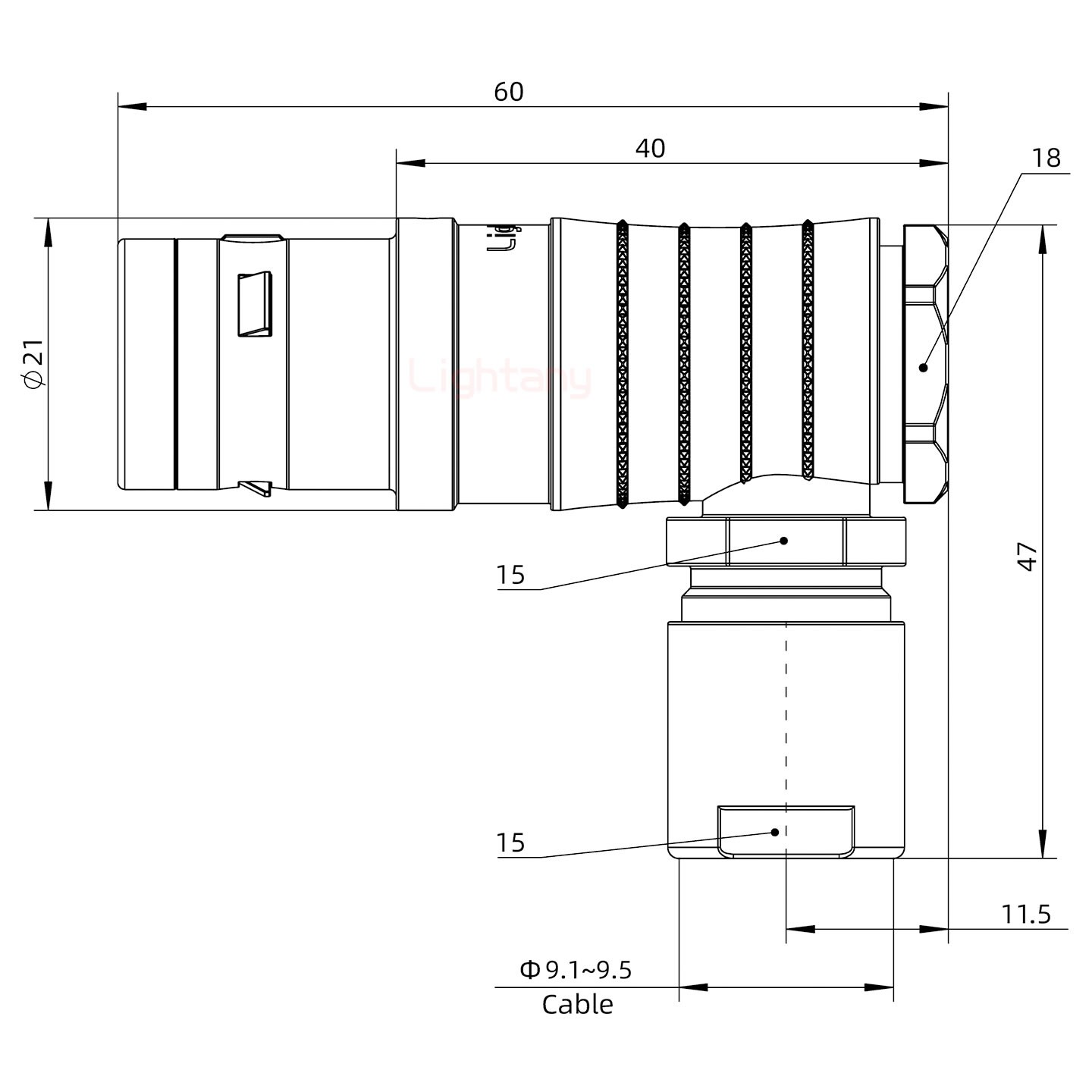 FHG.3K.024.CLAC95推拉自鎖彎式插頭