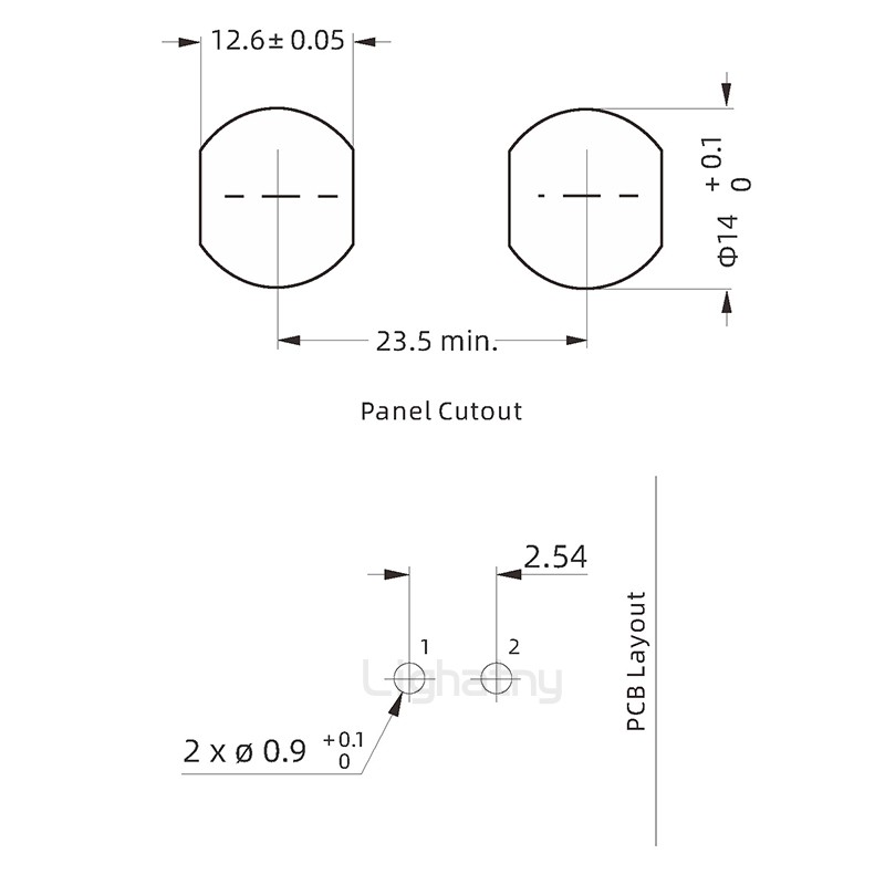 PKG.M0.2GL.VG雙螺母插座 PCB彎插板 推拉自鎖
